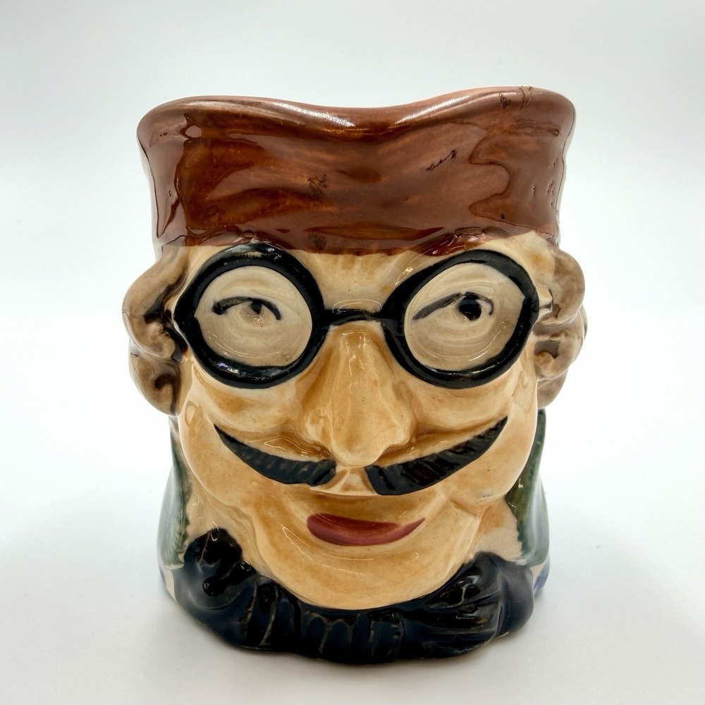 Vintage Japan Ceramic Toby Mug Character Jug Man with Glasses Mustache 1950s